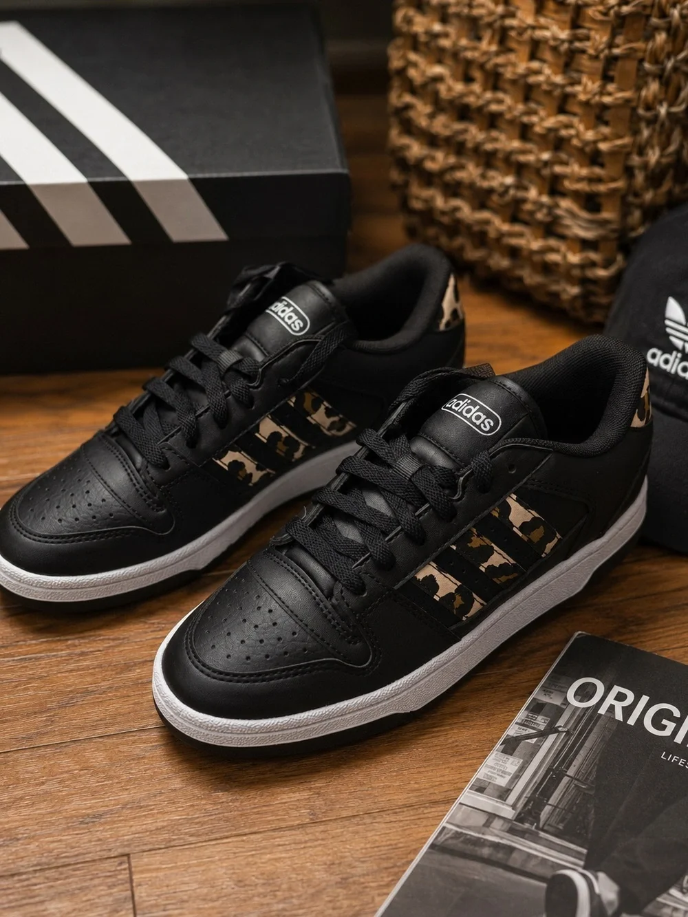 Adidas Break Start Low W Leopard Print Sneakers Black White Women’s Size 7 NIB